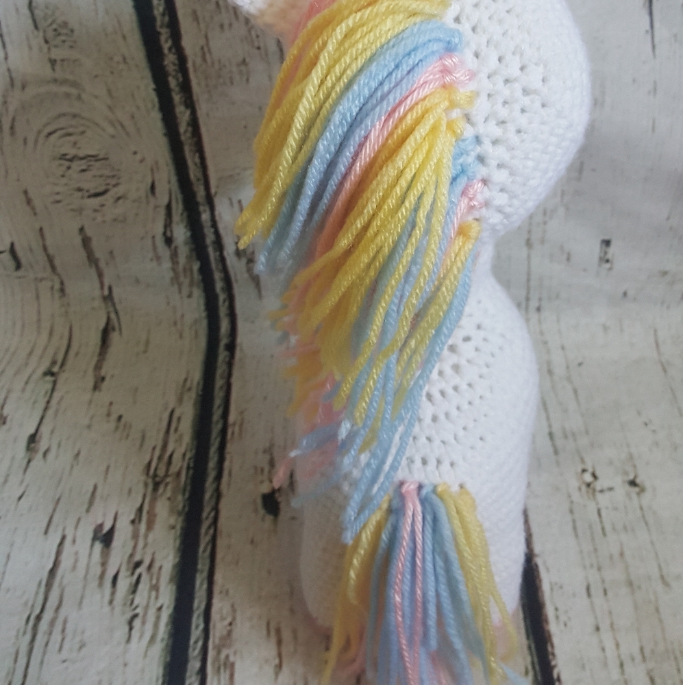 Crochet White unicorn doll - Picture 7 of 8
